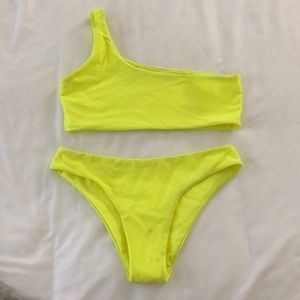 Neon one shoulder swimsuit